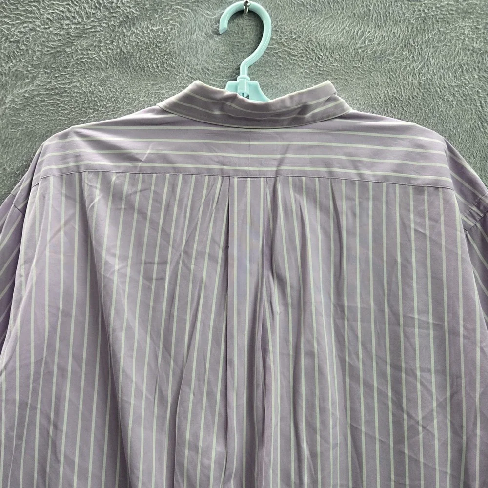 VINTAGE Ralph Lauren Men Button Up Shirt 18 Purple Pony Embroidery Striped